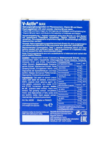 HOT V ACTIV CAPS MAN 20 UNITS