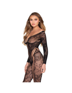 LEG AVENUE 89369 NET LACE JUMPSUIT BLACK ONE SIZE 2