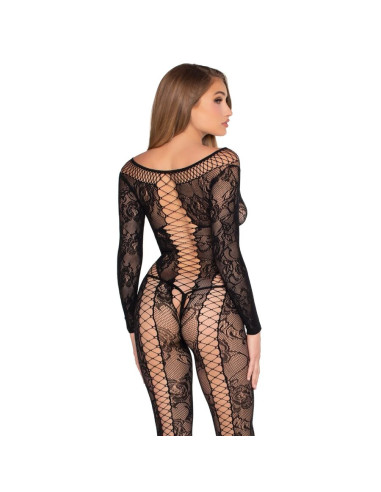 LEG AVENUE 89369 NET LACE JUMPSUIT BLACK ONE SIZE