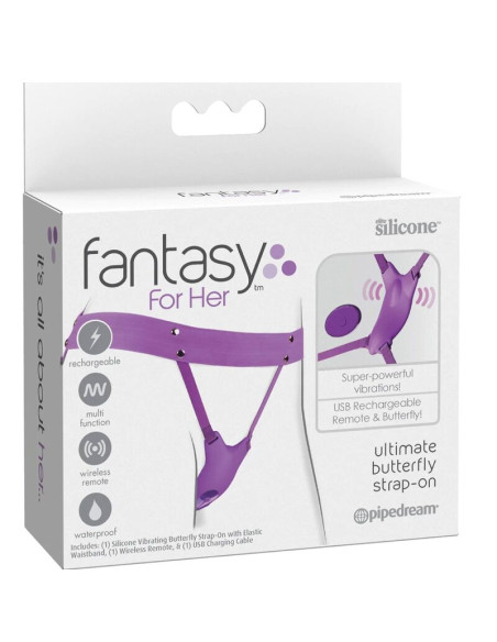 FANTASY FOR HER BUTTERFLY HARNESS VIBRATING RECHARGEABLE REMOTE CONTROL PURPLE