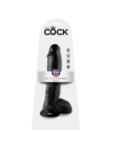 KING COCK 10 DILDO BLACK WITH BALLS 254 CM
