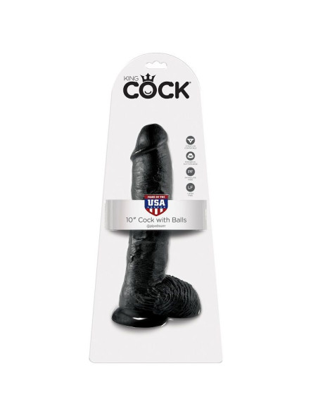 KING COCK 10 DILDO BLACK WITH BALLS 254 CM