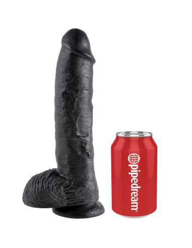 KING COCK 10 DILDO BLACK WITH BALLS 254 CM