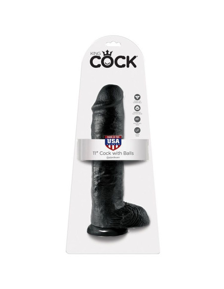KING COCK 11 DILDO BLACK WITH BALLS 28 CM
