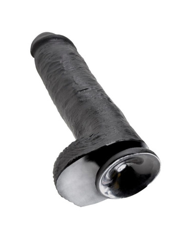 KING COCK 11 DILDO BLACK WITH BALLS 28 CM
