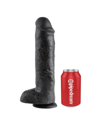 KING COCK 11 DILDO BLACK WITH BALLS 28 CM