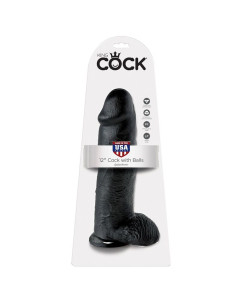 KING COCK 12 DILDO BLACK WITH BALLS 3048 CM 2