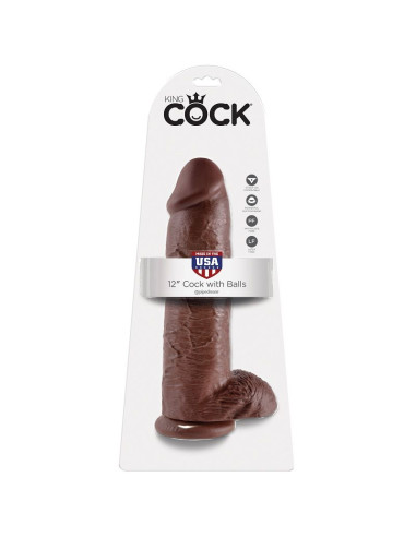 KING COCK 12 DILDO BROWN WITH BALLS 3048 CM