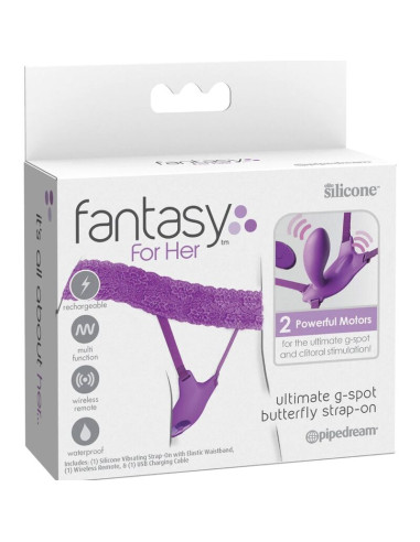 FANTASY FOR HER BUTTERFLY HARNESS G SPOT WITH VIBRATOR RECHARGEABLE REMOTE CONTROL VIOLET