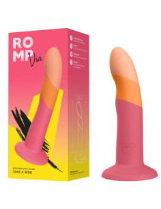 ROMP DIZI SILICONE DILDO WITH SUCTION CUP TRICOLOR 18 CM