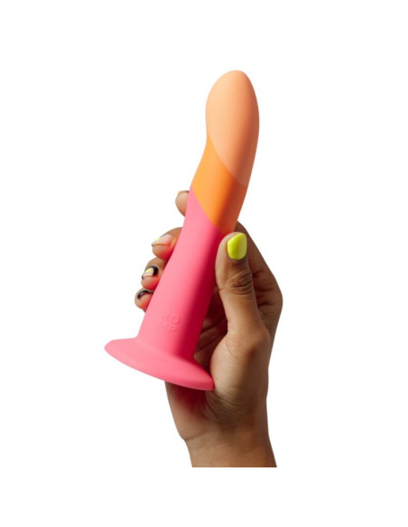 ROMP DIZI SILICONE DILDO WITH SUCTION CUP TRICOLOR 18 CM