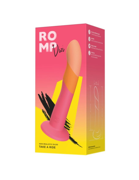 ROMP DIZI SILICONE DILDO WITH SUCTION CUP TRICOLOR 18 CM