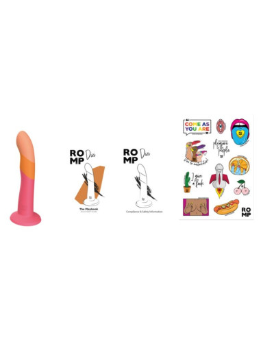 ROMP DIZI SILICONE DILDO WITH SUCTION CUP TRICOLOR 18 CM