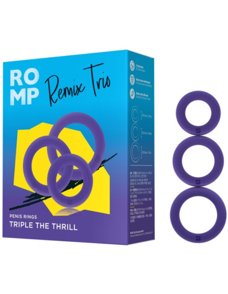 ROMP REMIX TRIO SET OF 3 PURPLE SILICONE PENIS RINGS