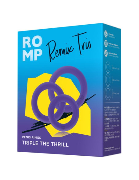ROMP REMIX TRIO SET OF 3 PURPLE SILICONE PENIS RINGS