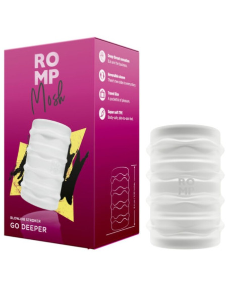 ROMP MOSH TRANSPARENT MALE MASTURBATOR WITH 6 CM REVERSBLE SHEATH