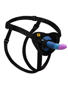 ROMP PICCOLO HARNESS SILICONE DILDO WITH TRICOLOR SUCTION CUP 14 CM