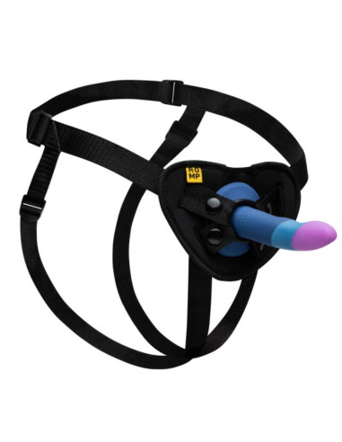 ROMP PICCOLO HARNESS SILICONE DILDO WITH TRICOLOR SUCTION CUP 14 CM