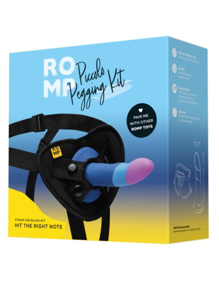 ROMP PICCOLO HARNESS SILICONE DILDO WITH TRICOLOR SUCTION CUP 14 CM