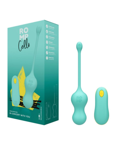ROMP CELLO MULTIFUNCTION VIBRATING EGG TURQUOISE REMOTE CONTROL