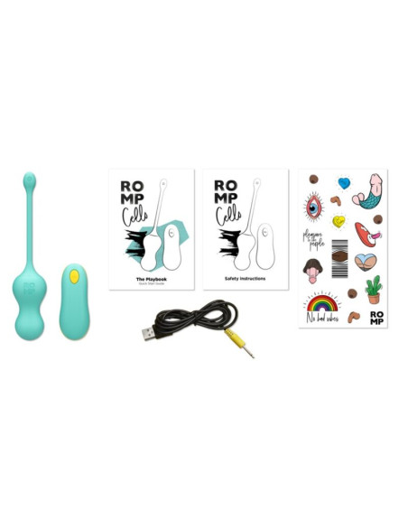 ROMP CELLO MULTIFUNCTION VIBRATING EGG TURQUOISE REMOTE CONTROL
