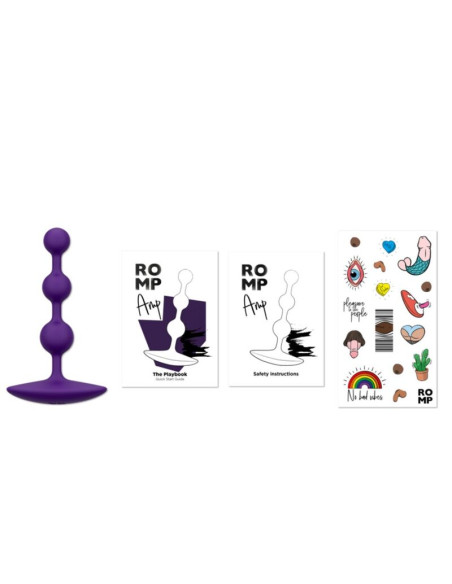 ROMP AMP PURPLE FLEXIBLE SILICONE ANAL BEADS 125 CM PURPLE
