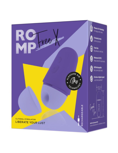 ROMP FREE X CLITORAL STIMULATOR WITH LID 10 LEVELS RECHARGEABLE PURPLE