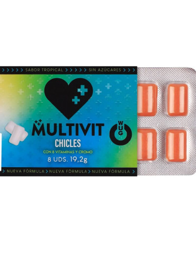 WUG MULTIVIT FUNCTIONAL MULTIVITAMIN TROPICAL FLAVOUR GUM BLISTER 8 PCS