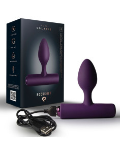 ROCKS OFF NOVA SOLARIS RECHARGEABLE SLIM POWERFUL ANAL PLUG 16 FUNCTION PURPLE