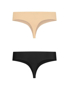 BYE BRA INVISIBLE THONG 2 PACK BEIGE BLACK SIZE XXL