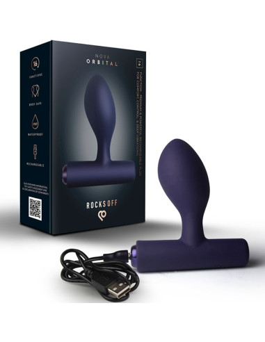 ROCKS OFF NOVA ORBITAL RECHARGEABLE PREMIUM POWERFUL ANAL PLUG 16 FUNCTION BLUE