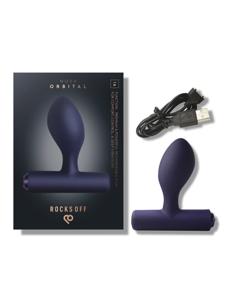 ROCKS OFF NOVA ORBITAL RECHARGEABLE PREMIUM POWERFUL ANAL PLUG 16 FUNCTION BLUE