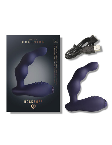 ROCKS OFF NOVA DOMINION RECHARGEABLE PROSTATE PERINEUM MASSAGER 16 FUNCTION BLUE