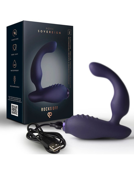 ROCKS OFF NOVA SOVEREIGN RECHARGEABLE PROSTATE PERINEUM MASSAGER 16 FUNCTION BLUE