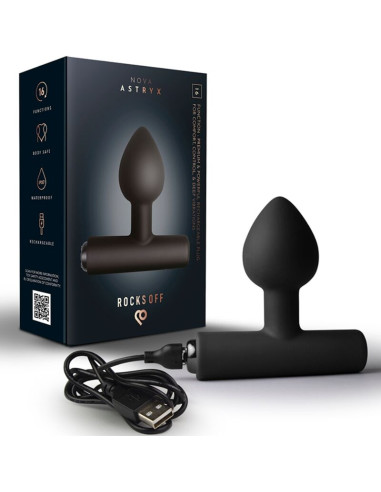 ROCKS OFF NOVA ASTRYX RECHARGEABLE PREMIUM POWERFUL ANAL PLUG 16 FUNCTION BLACK