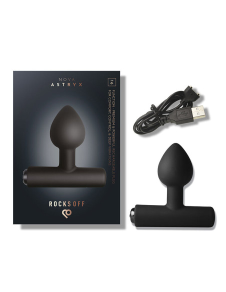 ROCKS OFF NOVA ASTRYX RECHARGEABLE PREMIUM POWERFUL ANAL PLUG 16 FUNCTION BLACK