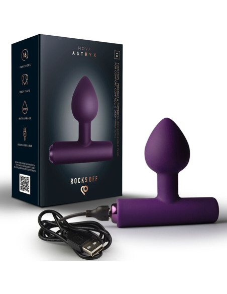 ROCKS OFF NOVA ASTRYX RECHARGEABLE PREMIUM POWERFUL ANAL PLUG 16 FUNCTION PURPLE