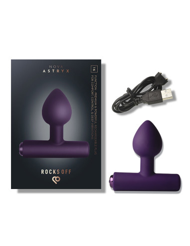 ROCKS OFF NOVA ASTRYX RECHARGEABLE PREMIUM POWERFUL ANAL PLUG 16 FUNCTION PURPLE