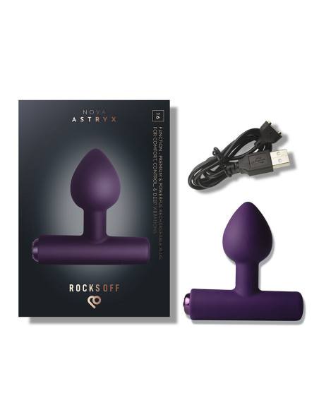 ROCKS OFF NOVA ASTRYX RECHARGEABLE PREMIUM POWERFUL ANAL PLUG 16 FUNCTION PURPLE