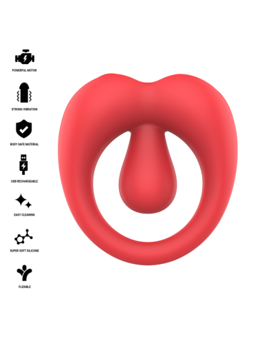 INTENSE RUSSELL VIBRATING PENIS RING WITH CLITORIS STIMULATION RED