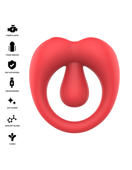 INTENSE RUSSELL VIBRATING PENIS RING WITH CLITORIS STIMULATION RED