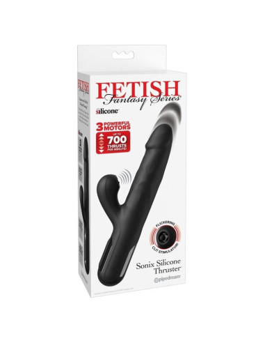 FETISH FANTASY SERIES SONIX SILICONE THRUSTER RABBIT VIBRATOR BLACK
