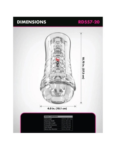 PDX ELITE VIEWTUBE PLUS SEE THRU EZ GRIP TRANSPARENT STROKER 21 CM