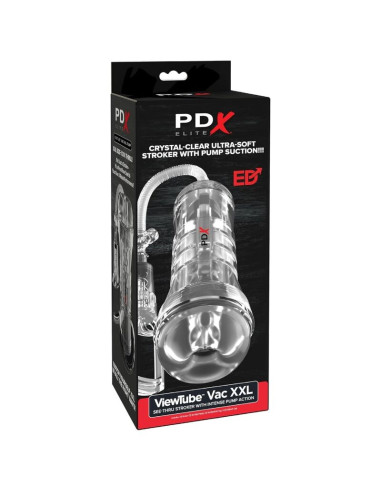 PDX ELITE VIEWTUBE VAC XXL TRANSPARENT STROKER WITH SUCTION PUMP 273 CM