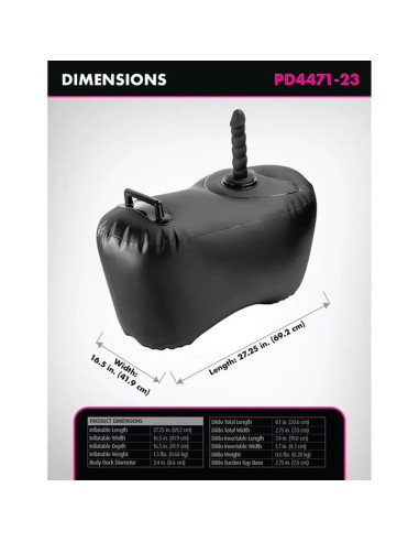 FETISH FANTASY SERIES BODY DOCK INFLATABLE LOVE SEAT WITH DILDO 692 CM BLACK