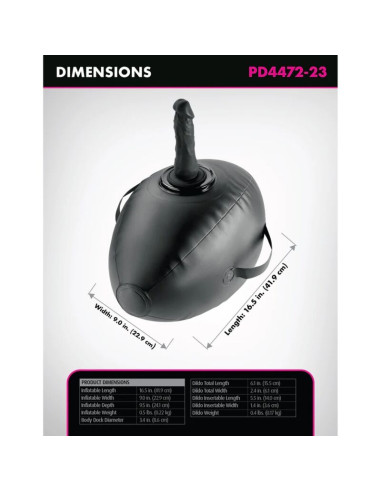 FETISH FANTASY SERIES BODY DOCK INFLATABLE LOVE BALL WITH DILDO BLACK 419 CM