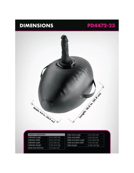 FETISH FANTASY SERIES BODY DOCK INFLATABLE LOVE BALL WITH DILDO BLACK 419 CM