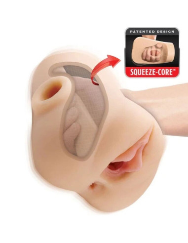 PDX PLUS DOUBLE POUNDER VIBRATING SQUEEZE STROKER LIGHT 205 CM
