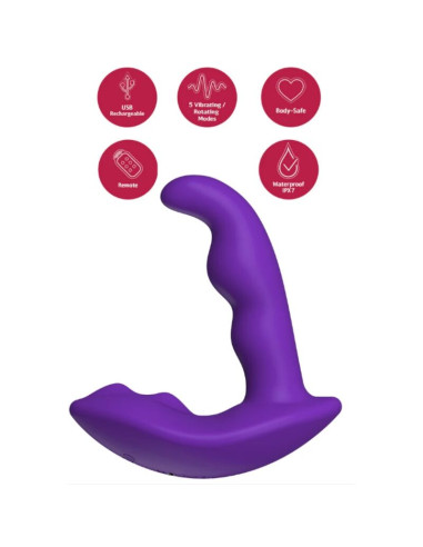 SHEEO ROTATING VIBRATING ANAL STIMULATOR WITH REMOTE CONTROL PURPLE