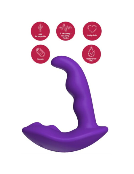 SHEEO ROTATING VIBRATING ANAL STIMULATOR WITH REMOTE CONTROL PURPLE